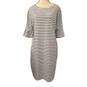 Trixie & LULU Cotton Striped Dress 3/4 Bell Sleeve Navy White Midi
